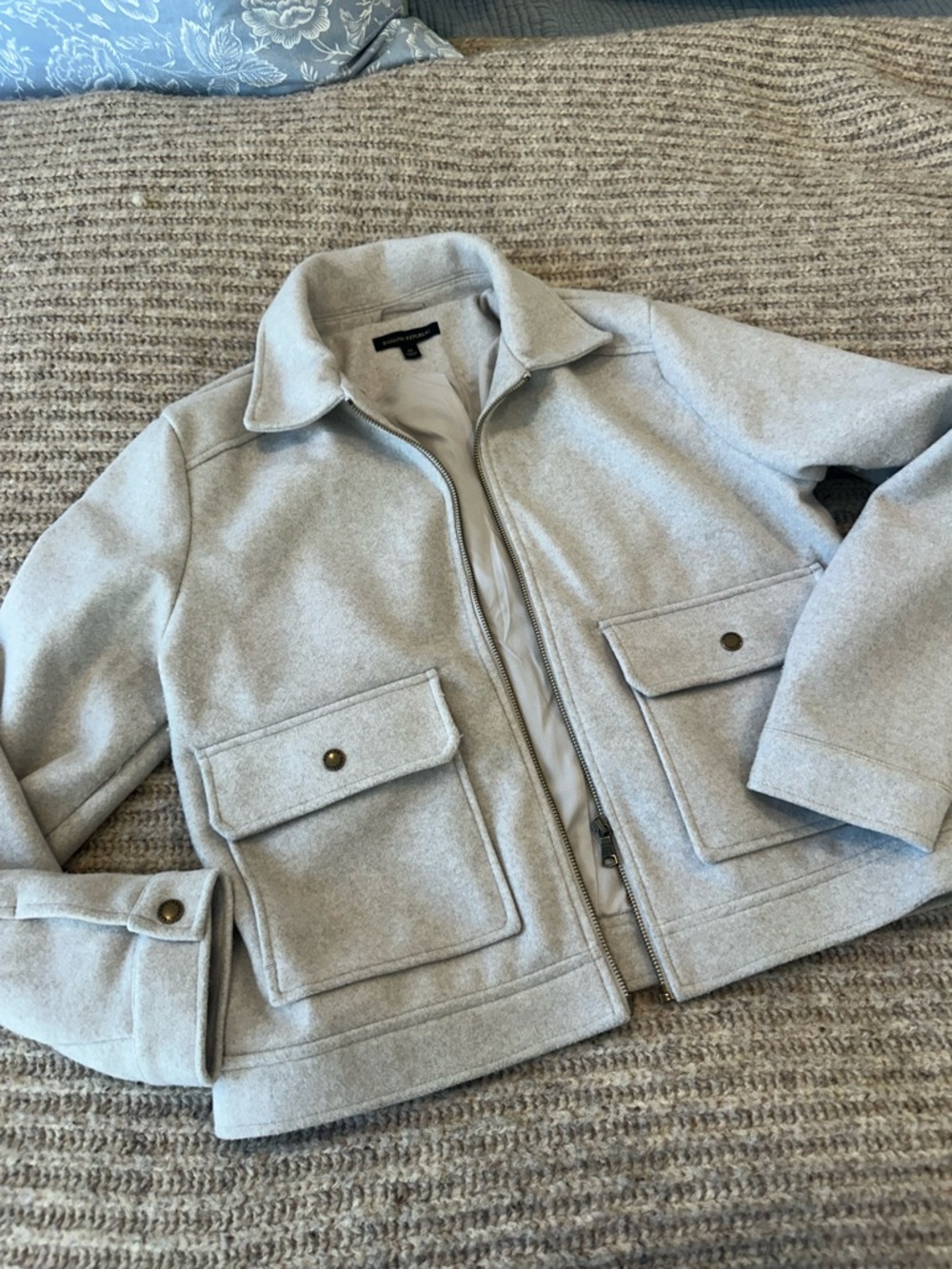 Banana Republic Light Gray Women's Wool-Blend Jacket - Picture 4 of 9